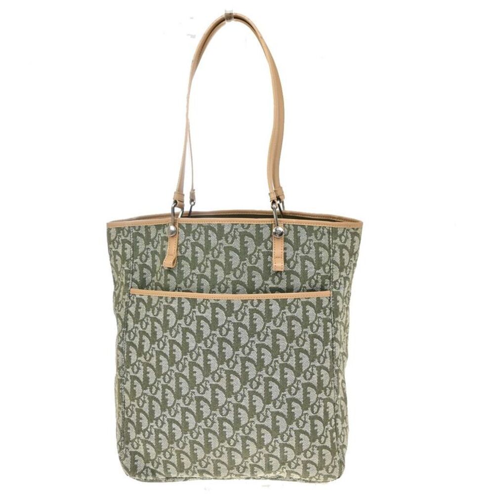 Christian Dior Vintage Open Pocket Diorissimo Canvas Green Canvas Tote Bag Bag